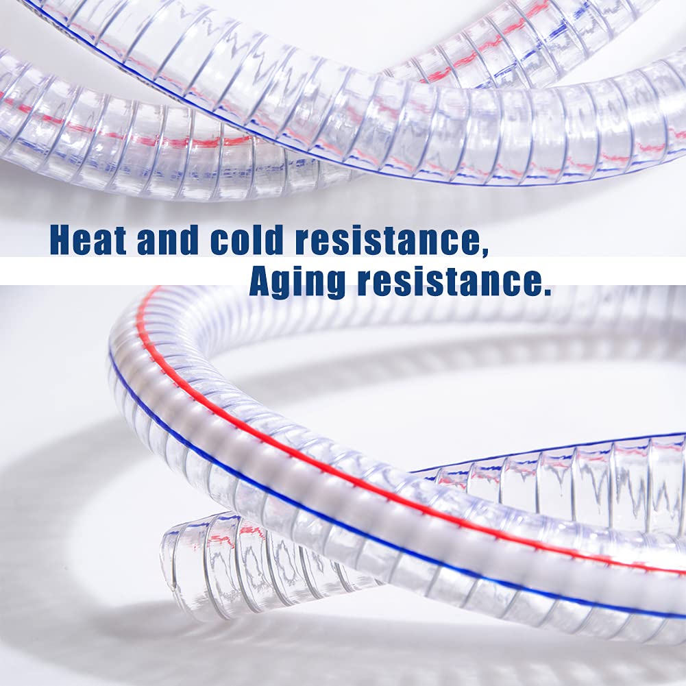 QuQuyi 1-1/2 Inch ID x 1-3/4 Inch OD Heavy-Duty Steel Wire Suction PVC Flexible Tubing High Pressure UV Chemical Resistant Thick Vinyl Hose Tube, 3.3 FT