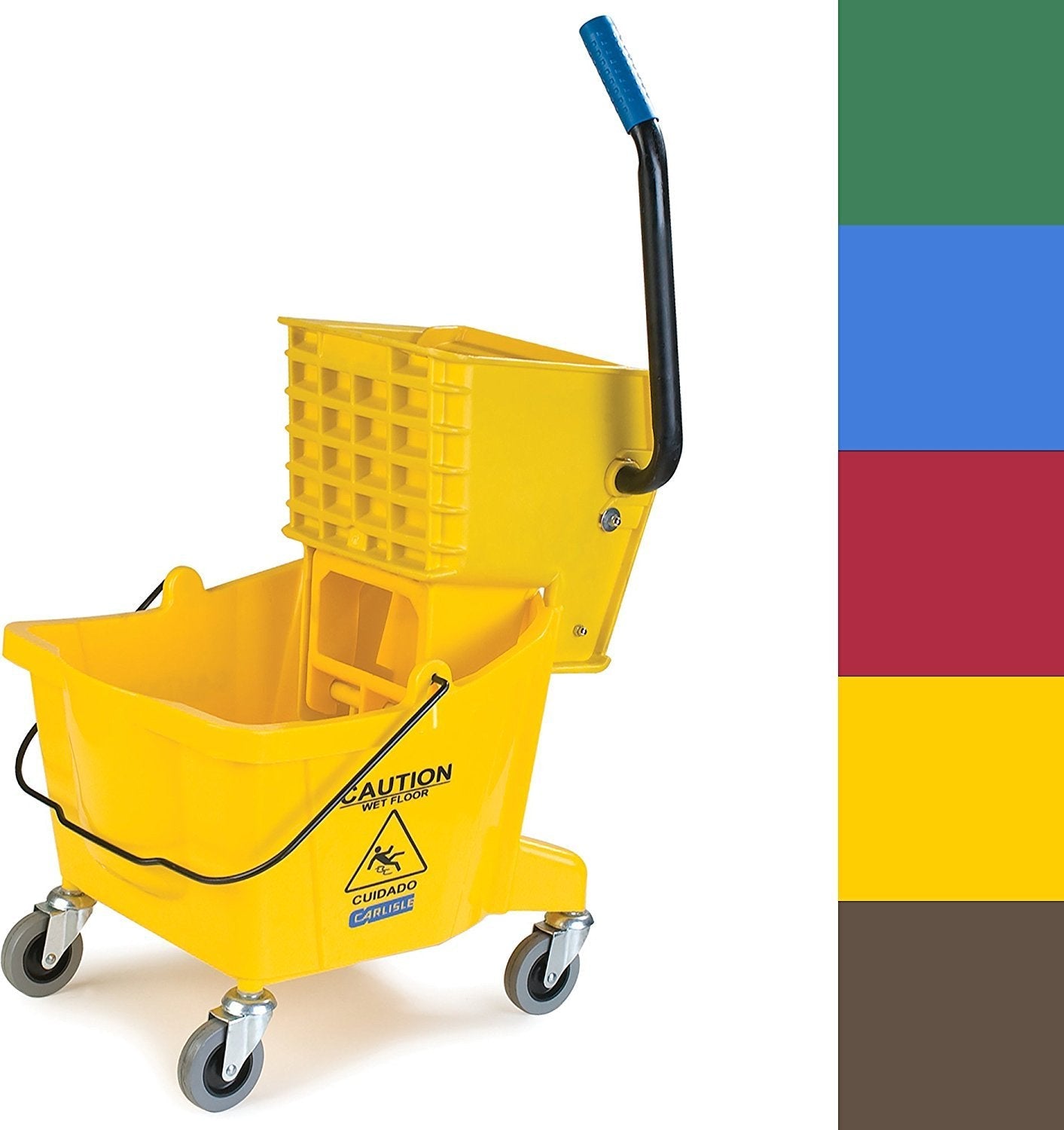 SPARTA Commercial Mop Bucket with Side Press Wringer, Floor Cleaning Essentials for Commercial and Home Use 26 Quart Capacity, 1 Count, Yellow