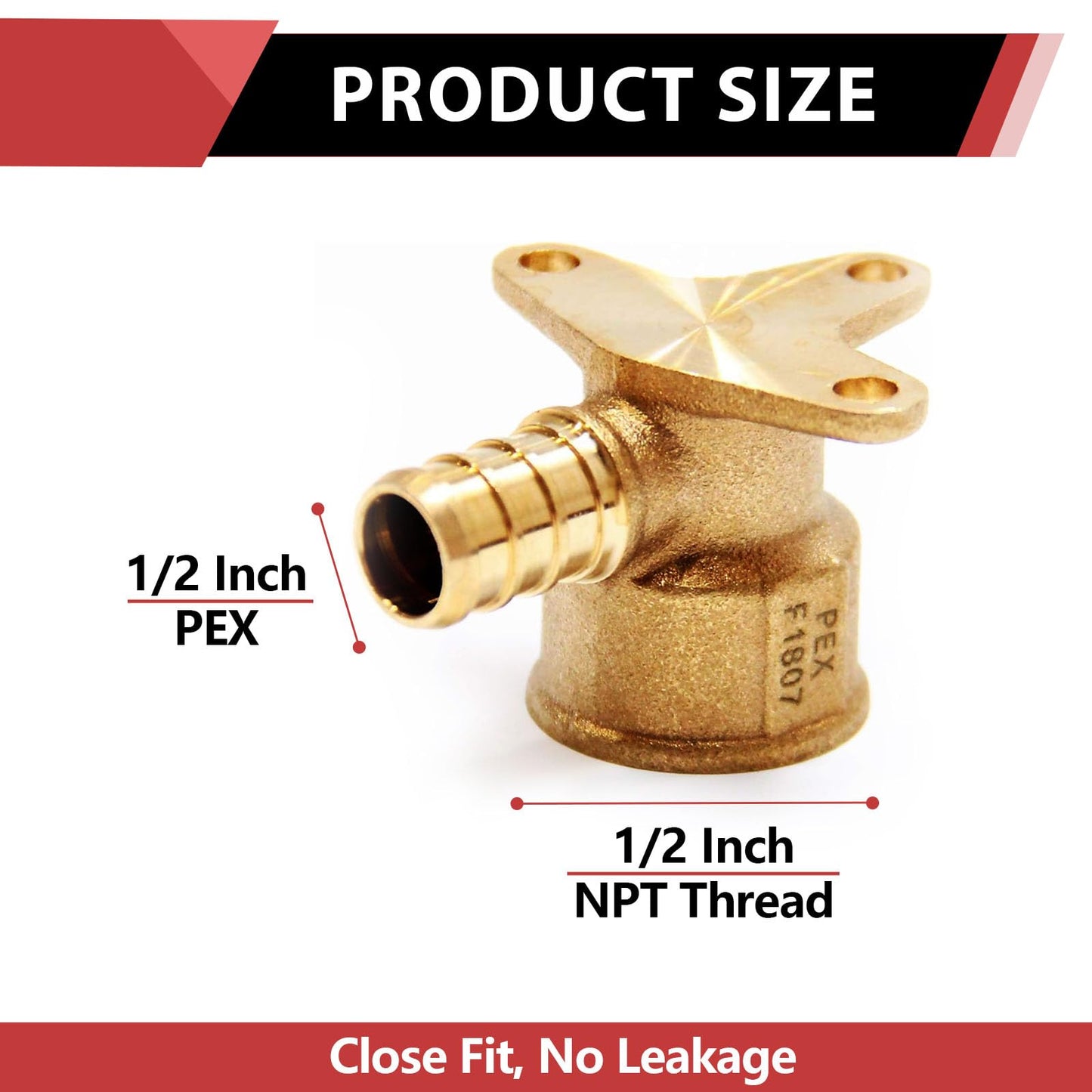 25-Pack EFIELD Pex Crimp 1/2 Inch x 1/2 Inch Female NPT Drop-Ear Elbow Brass Fittings, ASTM F1807,(PEX1807260)