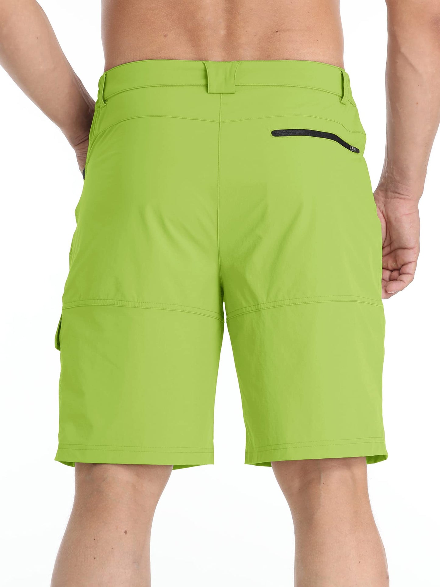 TACVASEN Men's Casual Shorts Lightweight Quick Dry Cargo Hiking Tactical Shorts Outdoor Summer with Zipper Pockets Yellow Green 36