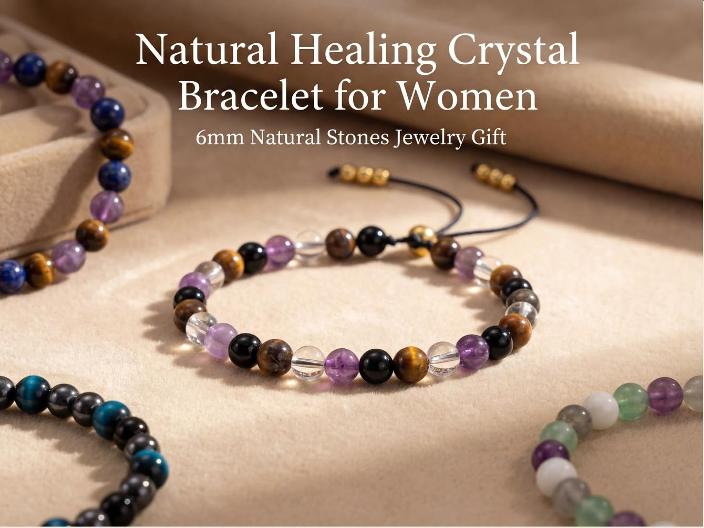 NUKAYAI Calming Bracelet for Women Gifts Healing Crystals Howlite Sodalite Aquamarine Jewelry Natural Stones for Women Friend Sister