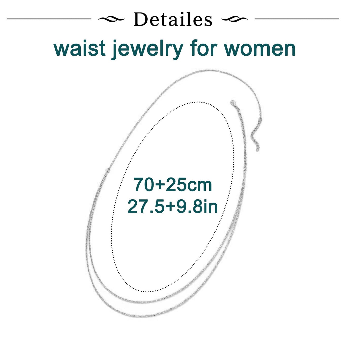 Longita Belly Chain Waist Chain for Women Silver Waist Jewelry for Women Silver Belly Chains Layered Summer Stomach Jewelry Sexy Body Chains no Tarnish Waterproof Plus Size