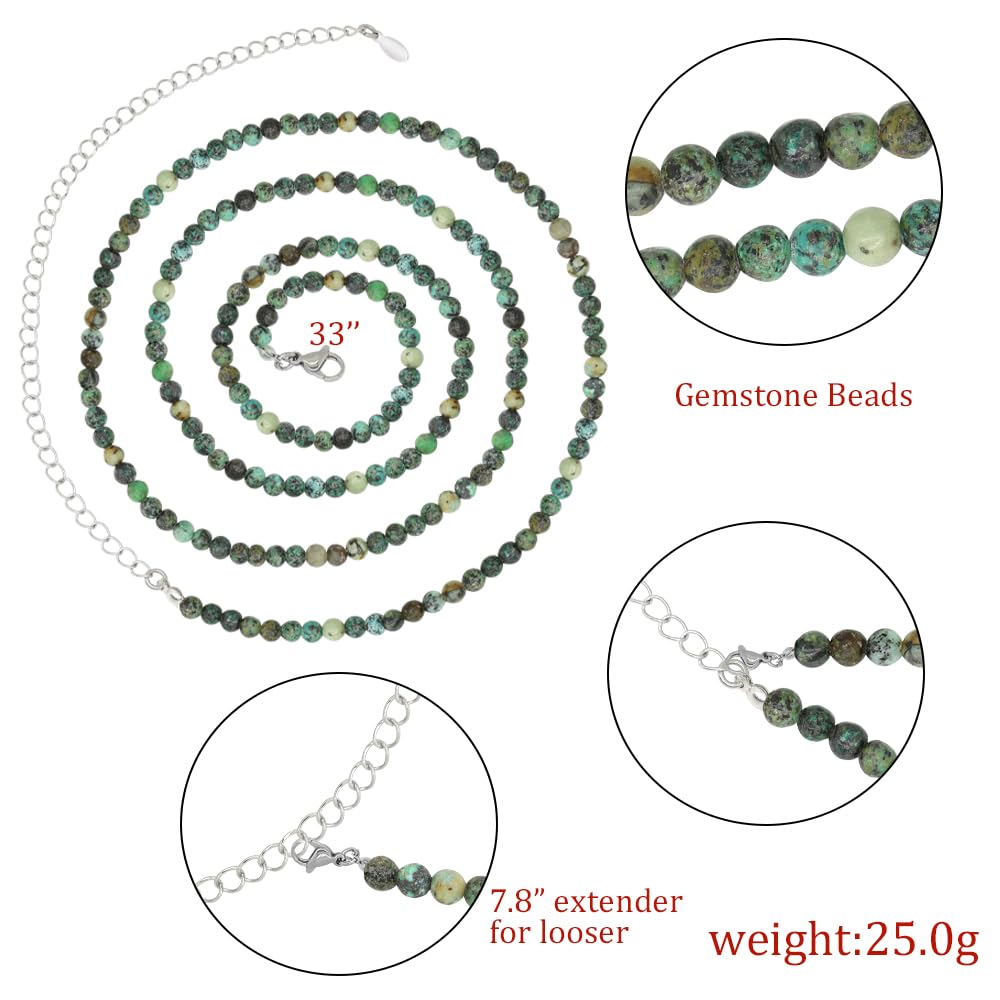 Waist Beads for Women, Gemstone Belly Chain Adjustable Beach Waist Jewelry Body Accessories for Women Girls (African Turquoise)
