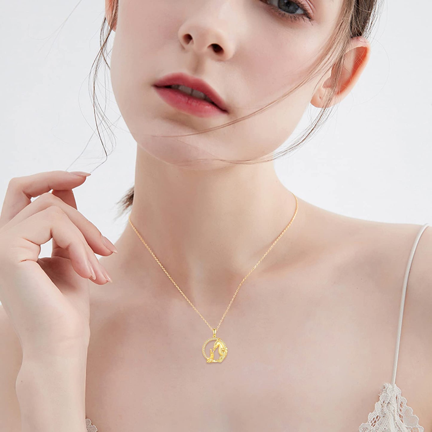 KECHO Dragon Necklace Gifts for Women Yellow Gold Women and Dragon Necklace Queen Princess Stroking Dragon Jewelry Christmas Gifts for Mother Daughter