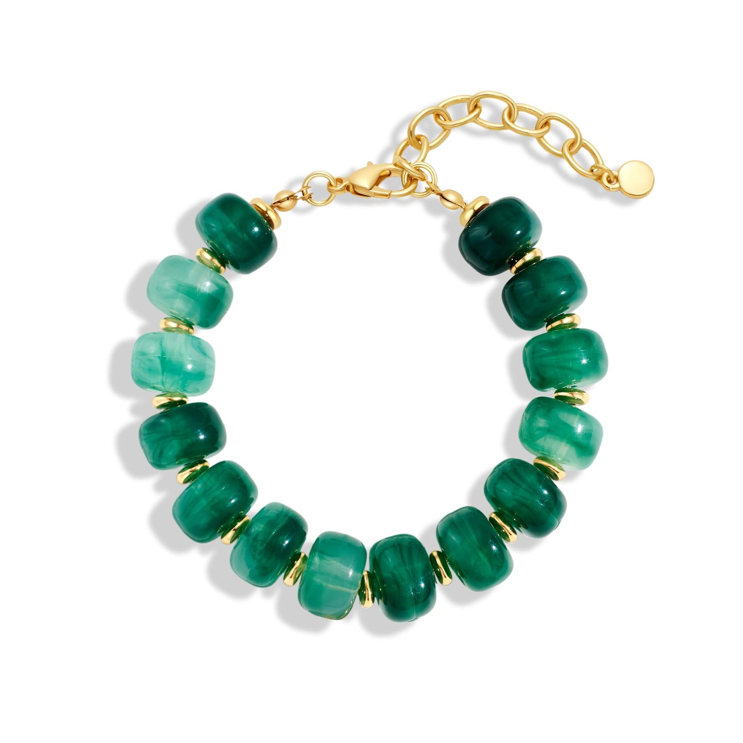 TENTMENTISE Charm Bracelets for Women, Green Beaded Bracelets for Women Trendy, Chunky Gold Plated Bracelets, Womens Boho Summer Beach Jewelry Gifts for Vacation Holiday