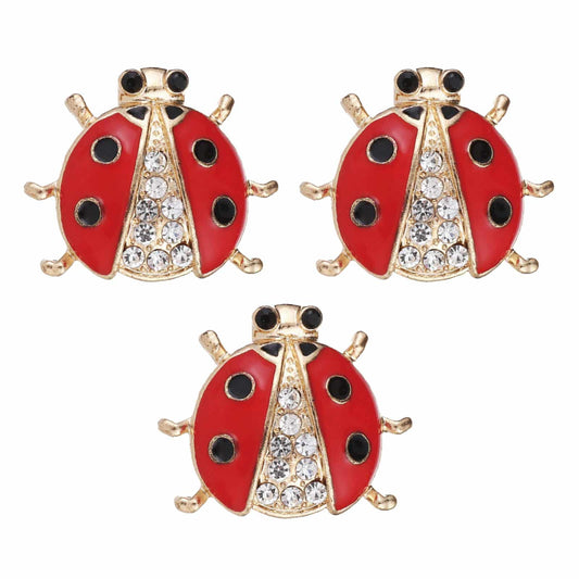 3 Pack Cute Ladybug Brooch Pin Set Enamel Crystal Insect Animal Lapel Brooches Novelty Funny Pins Badges for Women Girls Boys Clothing Bags Backpacks Jackets Hat (Style 7)