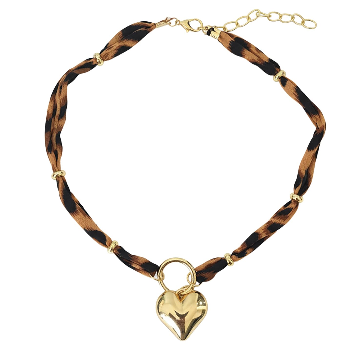 Wailike Scarf Necklace with Charm for Women Leopard Choker Necklaces Silk Tie Necklaces Scarfs Choker Necklaces Jewelry SV1