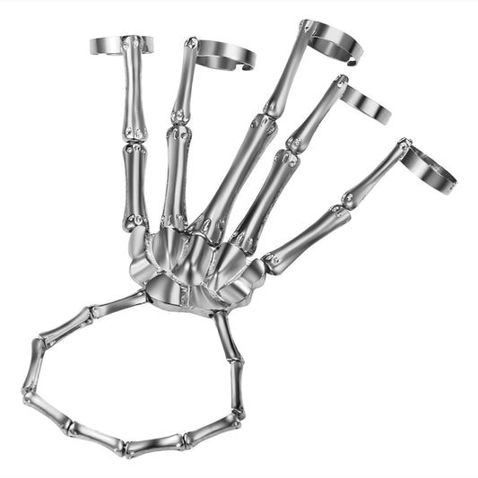 Cupimatch Women Halloween Skeleton Bracelet: Gothic Claw Hand Chain with Ring Punk Costume Jewelry