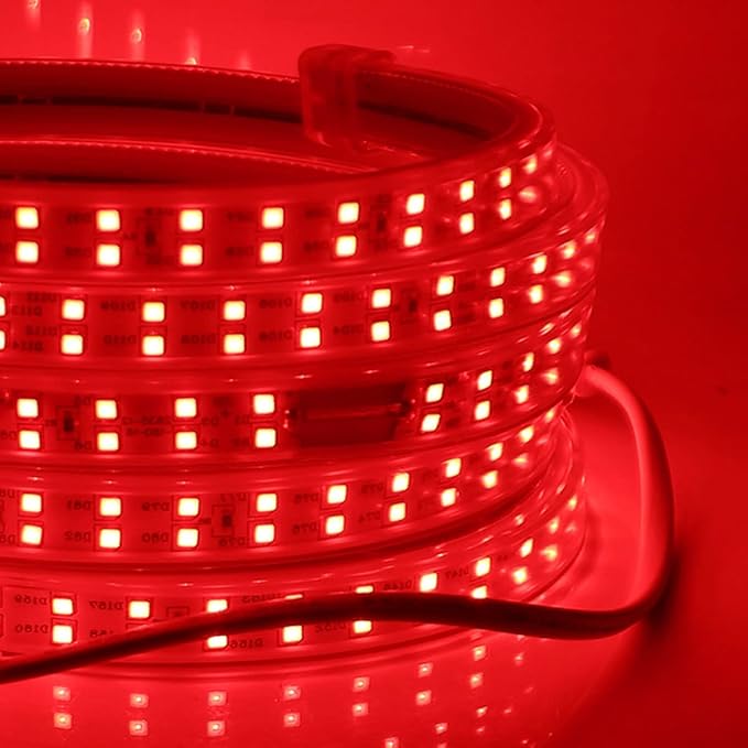 SUYOOULIN LED Strip Lights, High Voltage AC110V-130V 9.9ft/3m Super Bright 12000LM Waterpoof IP68 2835 180 LEDs/m LED Light Strips for Home Garden Outdoor Decoration(Red)