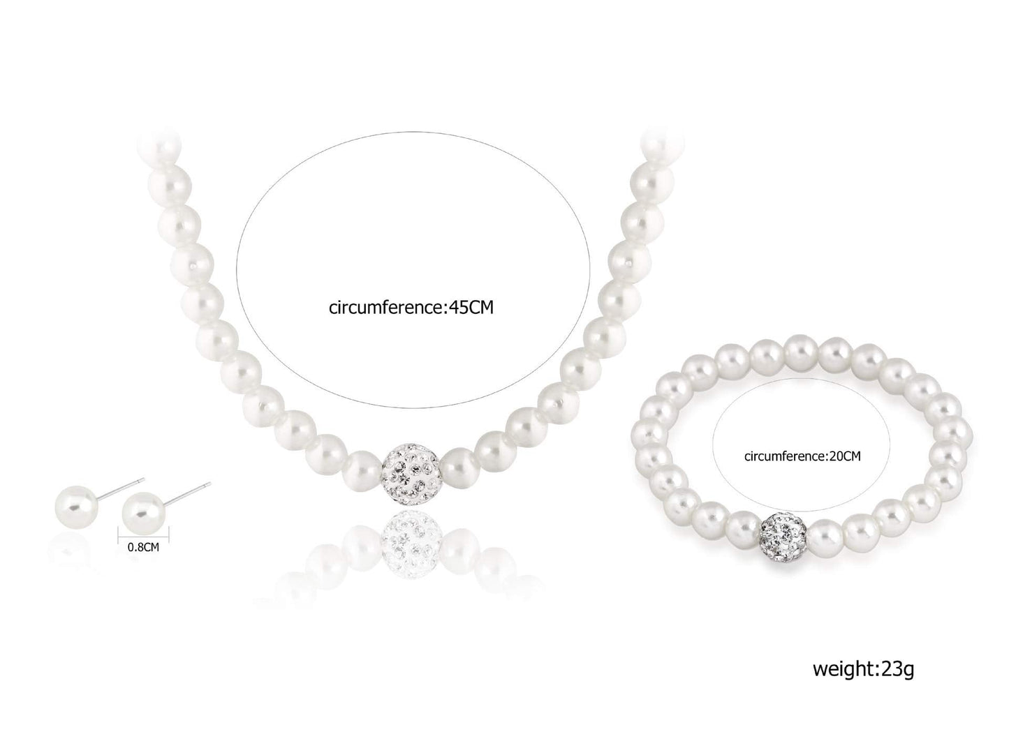 CSIYANJRY99 Pearl Necklace and Earring Set Faux Pearl Prom Jewelry Sets for Women Imitation Beaded Pearl Necklace Bracelet Stud Earrings for Women (C)