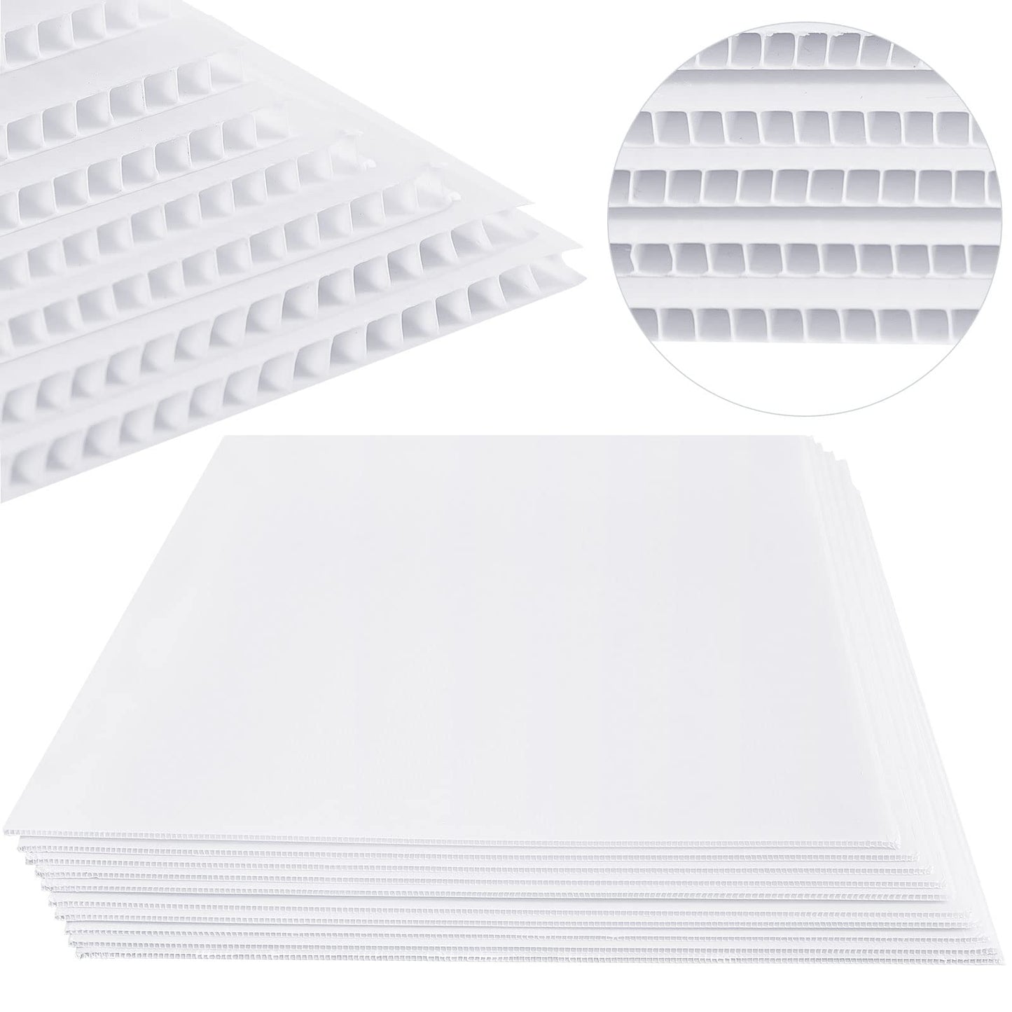 Patelai 12 Pcs 18 x 24 Inches Corrugated Plastic Sheet Corrugated Poster Board 4mm Thick Waterproof Blank Board Sheets Plastic Yard Sign for Garage Estate Sale, Rent, Indoor, Outdoor, Birthday (White)