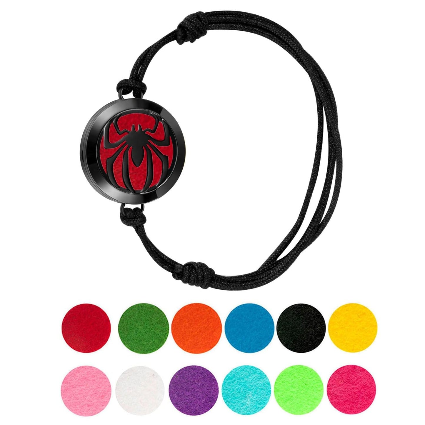 Wild Essentials Spider Essential Oil Diffuser Bracelet, Stainless Steel Aromatherapy Locket, Adjustable Nylon Band with 12 Color Pads, Jewelry Gift Set