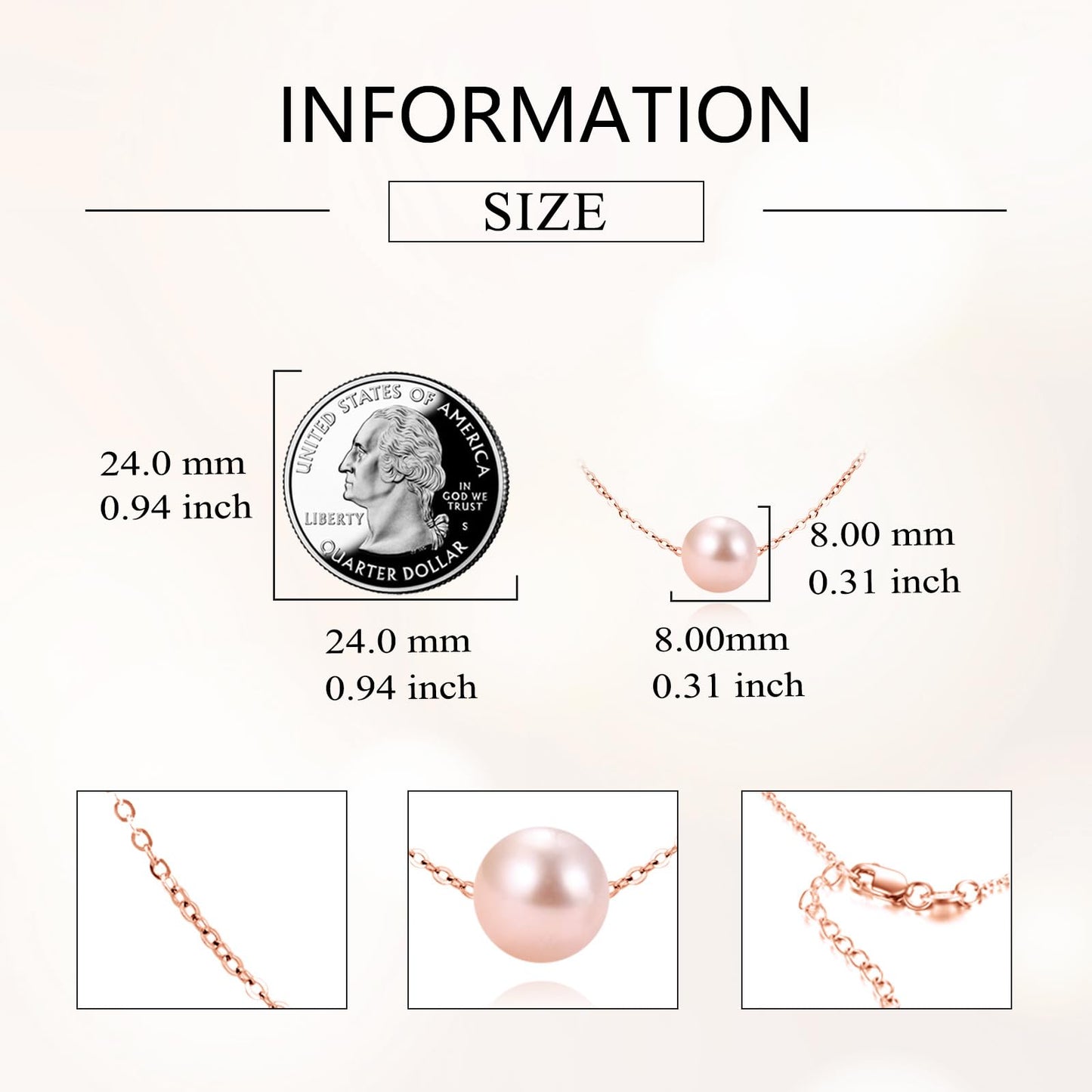 POPLYKE Pink Pearl Necklace Sterling Silver Pink Single Pearl Choker Necklace for Women 7-8mm Freshwater Cultured Pearls Wedding Bridesmaids Anniversary 16''