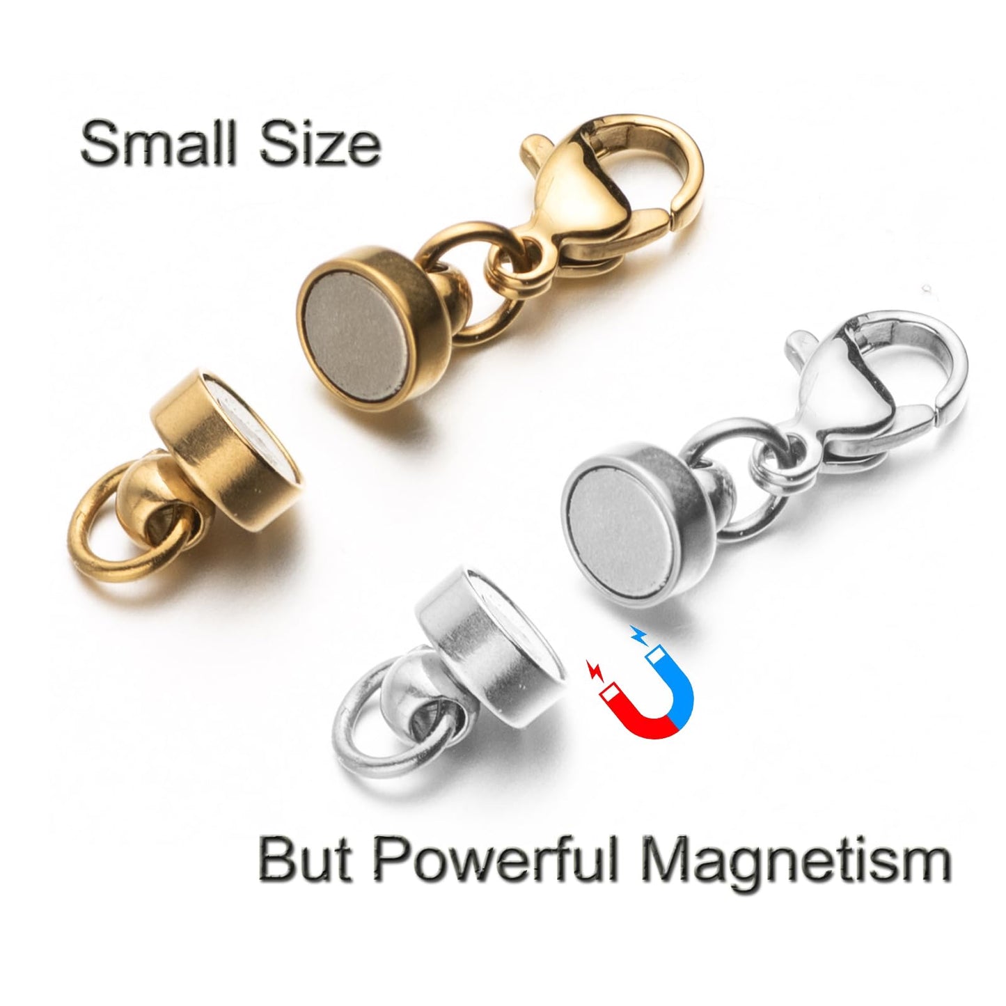 Mizeer Stainless Steel Magnetic Necklace Clasps and Closures, Magnetic Clasp Converter for Jewelry Making Supplies, Chain Extender Connector for Bracelet (4pcs Gold)