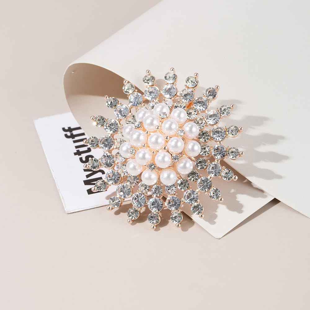 Sunflower Brooch for Women Rhinestone Pearl Sunflower Pin Sunflower Jewelry Birthday Mother's Day for Mother Wife Girlfriend