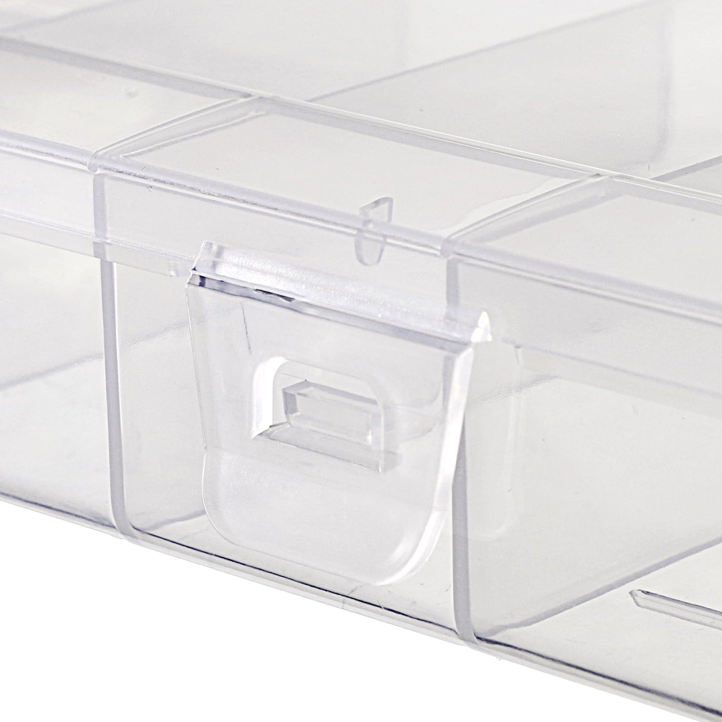 JUXYES 2Pack Plastic Small Fishing Tackle Box Organizer with 6 Compartments, Clear Mini Fishing Tackle Storage Boxes with Dividers, Transparent Fish Pocket Tackle Storage Box Lure Box
