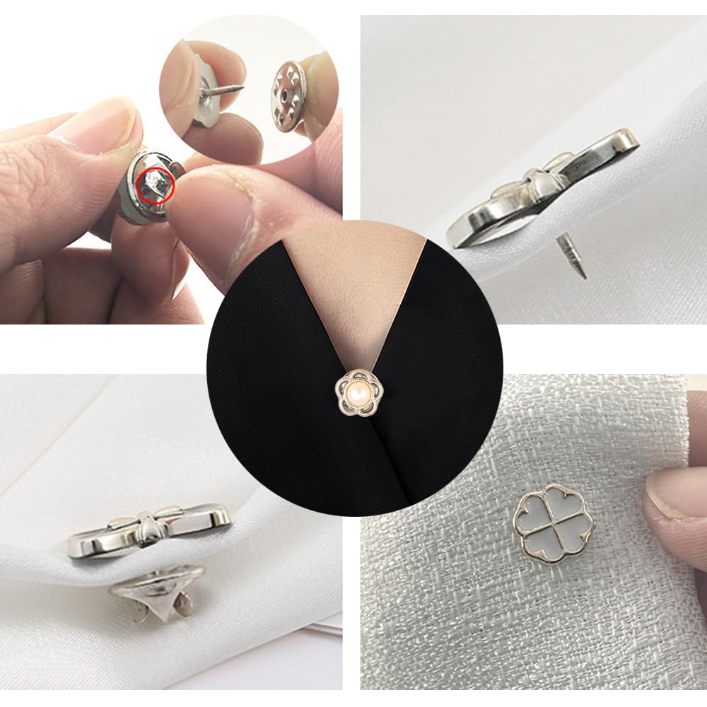 14 Pieces Brooch Safety Pins, Pearl Brooch Button Pin Pant Waist Tightener Pins for Clothes Sweater Shawl Collar Dress Cardigan Shirt Jeans Accessories for Women Girls(Classic)
