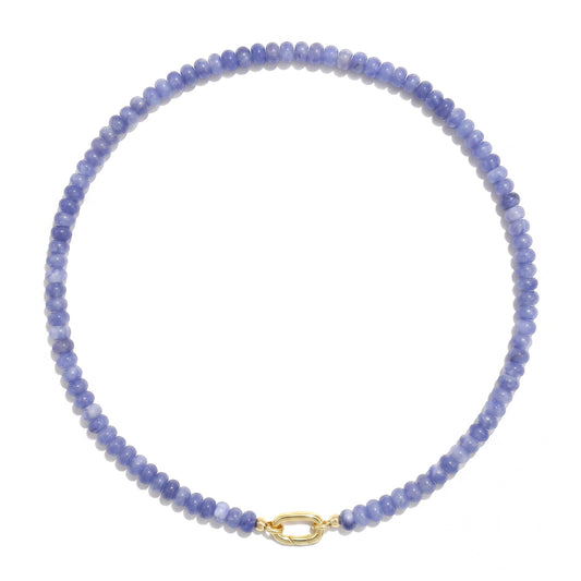 CONRAN KREMIX Sapphire Blue Stone Beaded Necklace for Women,Natural Stone Bead Choker Necklaces Boho Summer Beach Necklace Gemstone Jewelry Gift for Women
