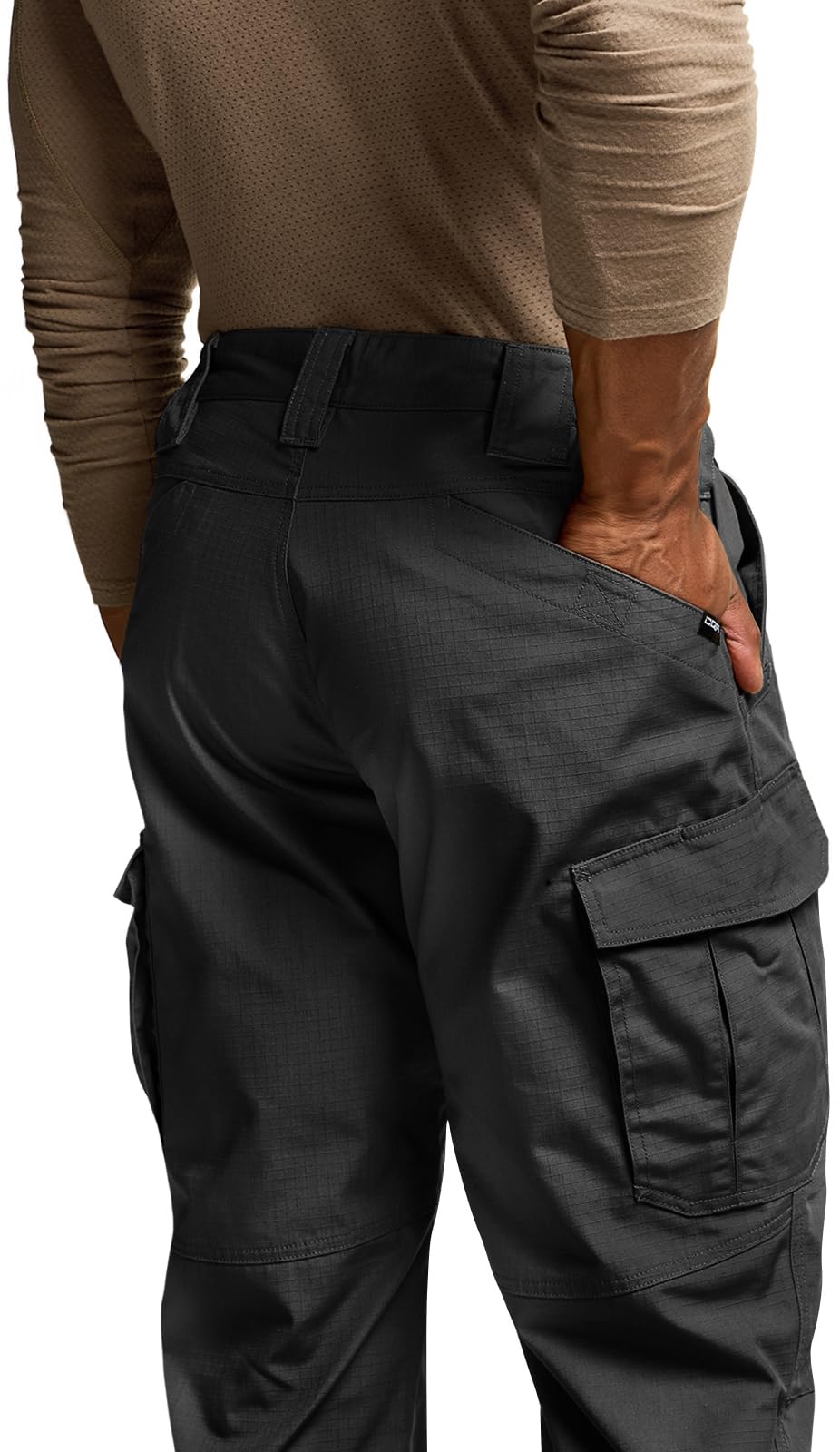 CQR Men's Tactical Pants, Water Resistant Ripstop Cargo Pants, Lightweight EDC Work Hiking Pants, Outdoor Apparel, Raider Mag Pocket Black, 32W x 30L