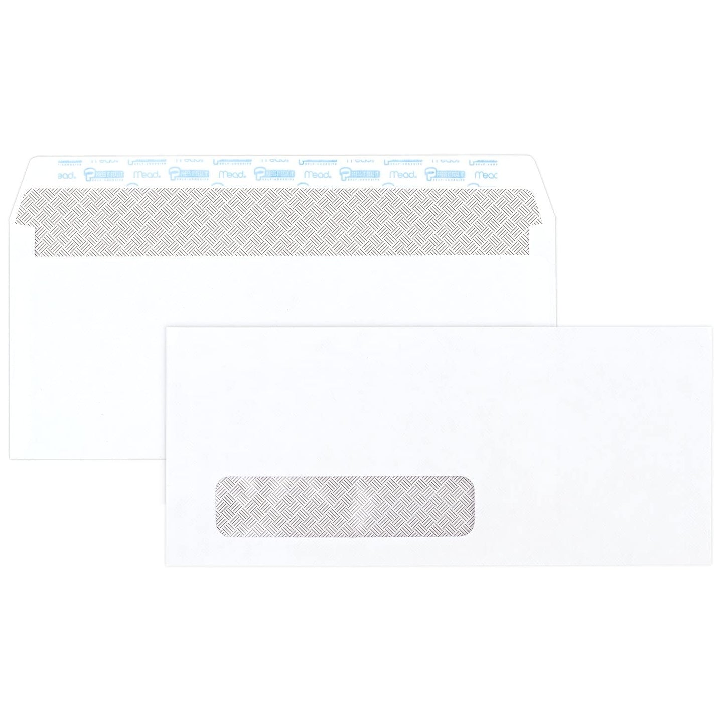 Mead #10 Envelopes, Letter Size, 4-1/8" x 9-1/2", Security Printed Lining for Privacy, Press-It Seal-It Self Adhesive Closure, Left Viewing Window Mailing Envelopes, 500 Count (742022)