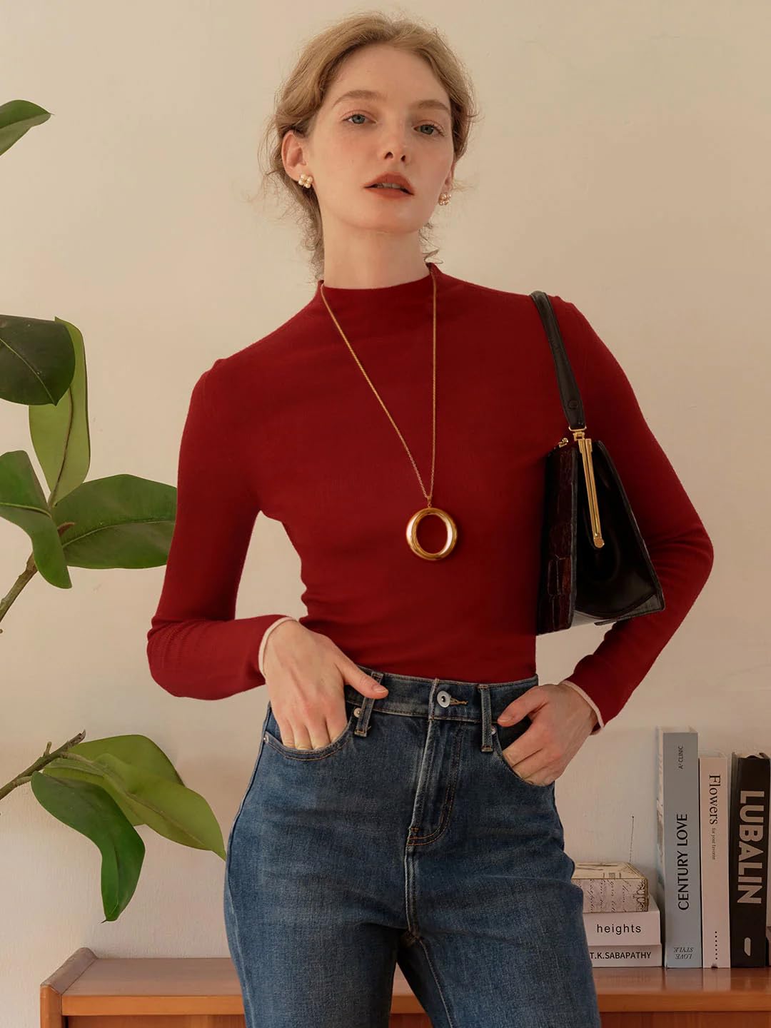 Long Gold Necklace for Women 18K Gold Plated Large Circle Pendant Adjustable Chain Necklace Trendy Dainty Jewelry
