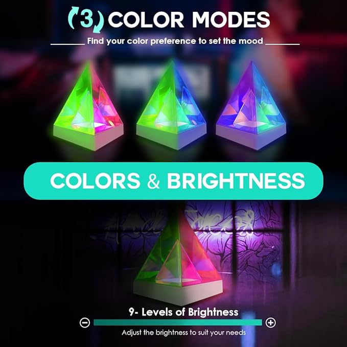 Lumoonosity Infinity Triangle Light - 3D Geometric USB Powered Infinity Lamp for Bedroom, Gaming Room - Non-Fragile, Eye Catching Table Lamp