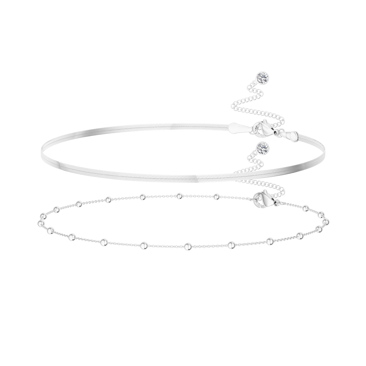 HABIKIP Silver Plater Waist Chain for Women, Layered Silver Plater Belly Belt Chain Sexy Bikini Beach Satellite Waist Beads Chain Adjustable Snake Body Chain Waterproof Jewelry Accessories for Women