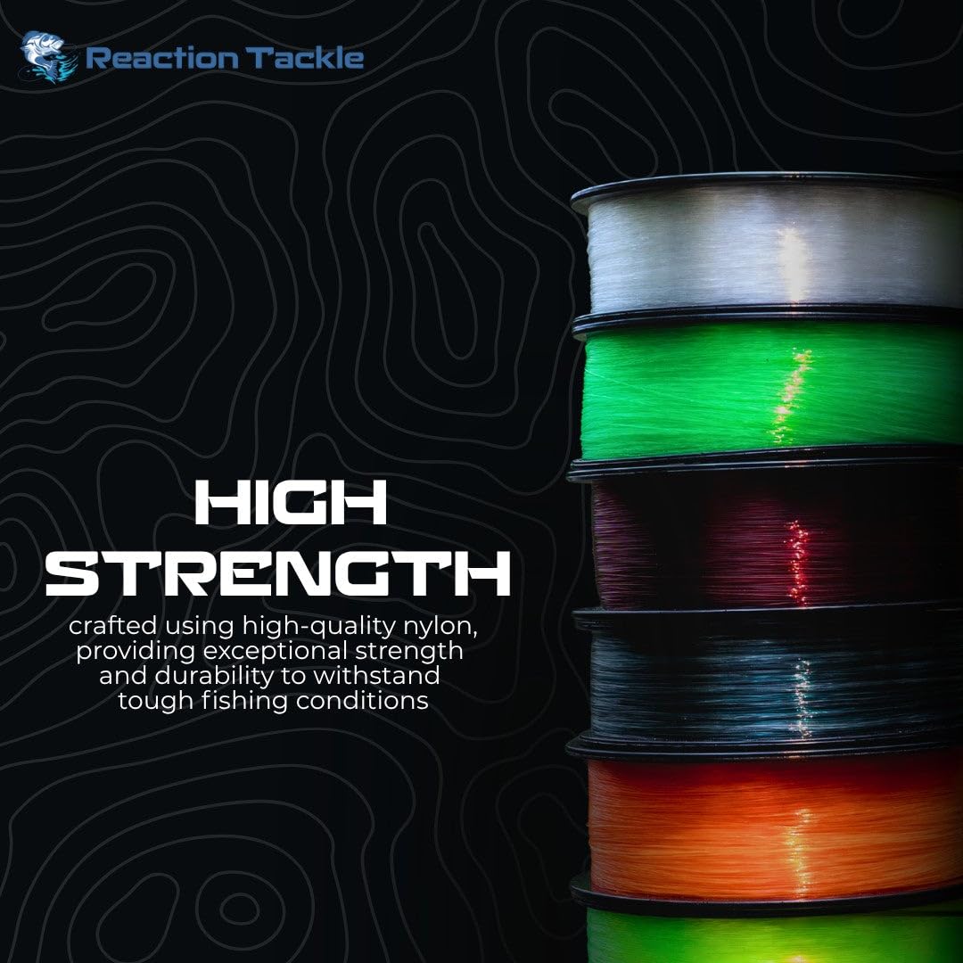 Reaction Tackle Monofilament Fishing Line - Premium Nylon Mono Line, Strong & Abrasion-Resistant, Low Memory for Smooth Long Casts - Freshwater & Saltwater - Blue Camo | 80lb (200 Yards)