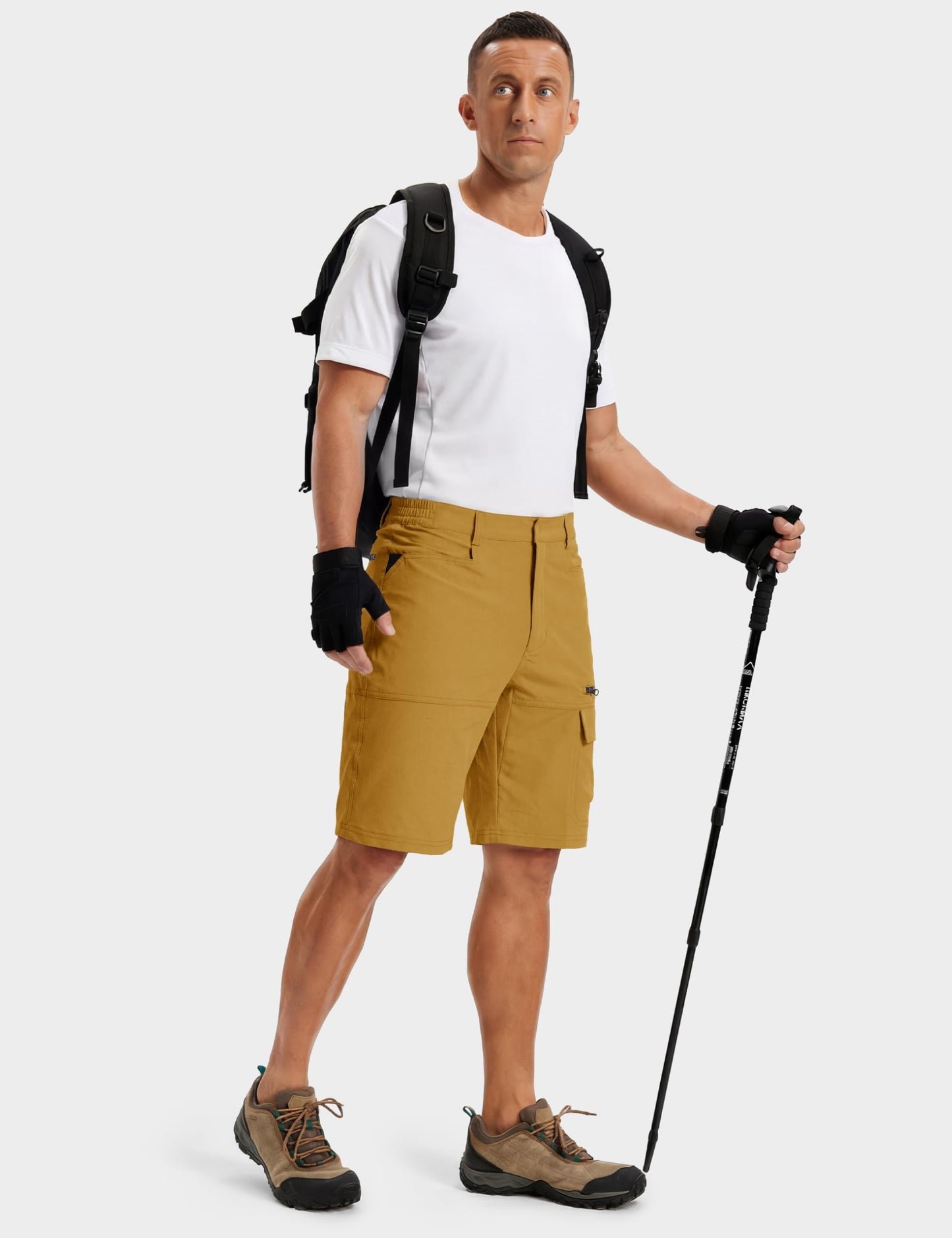 TACVASEN Men's Dress Golf Shorts Cargo Hiking Casual Shorts Lightweight Quick Dry Stretch Tactical Work Fishing with Pockets Turmeric 38