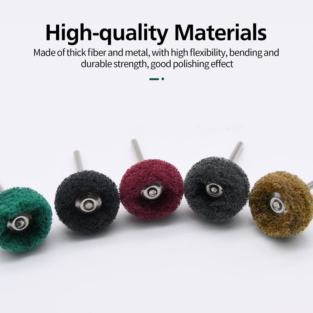 100pcs Abrasive Wheel, 1" Buffing Polishing Wheels, Metal Polishing Compound for Rotary Tools-1/8(3mm) Shank, 120 Grit, 180 Grit, 320 Grit, 400 Grit, 600 Grit