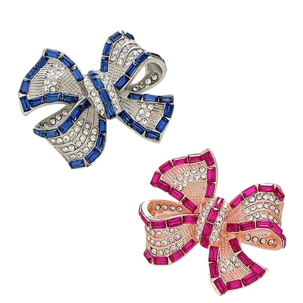 Yaximhozz 2pcs Rhinestone Brooch Pin for Women Rhinestone Bow Collar Brooches Fashion Accessories Pins Lapel Boutonniere Ideas Wedding Christmas Birthday Jewelry Easter Gift (24 blue/rose)