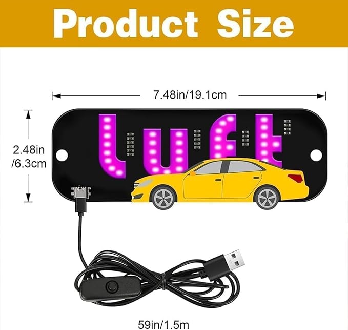 Car Window Light Up Signled Light Sign for Car,USB LED Light Signal for Drivers,Glow Sign for Vehicle Dash,Applicable to All 5v Cars, Such As Cars, Trucks, Suvs, Rvs and Other Models (Pink+Blue)