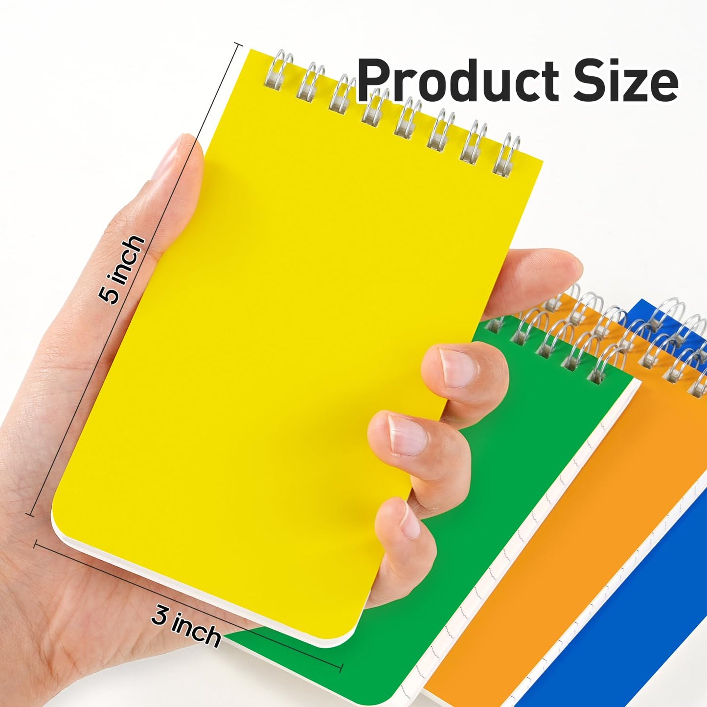 Dynta Pocket Notebook Bulk 60 Packs, 3x5 Inch Small Notepad Top Bound With Lined Pages, 10 Vibrant Colored Mini Spiral Notebooks 60Sheets/120Pages (80GSM), Memo Pads for Home, School, College, Office