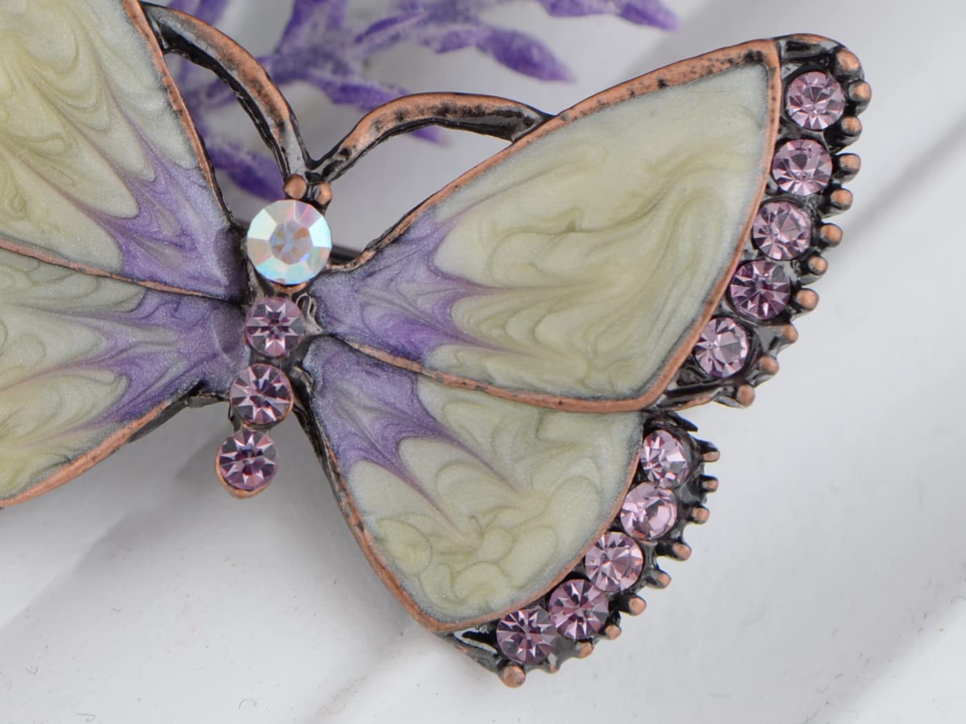 Alilang Painted Enamel Brown Crystal Rhinestone Butterfly Fashion Jewelry Pin Brooch