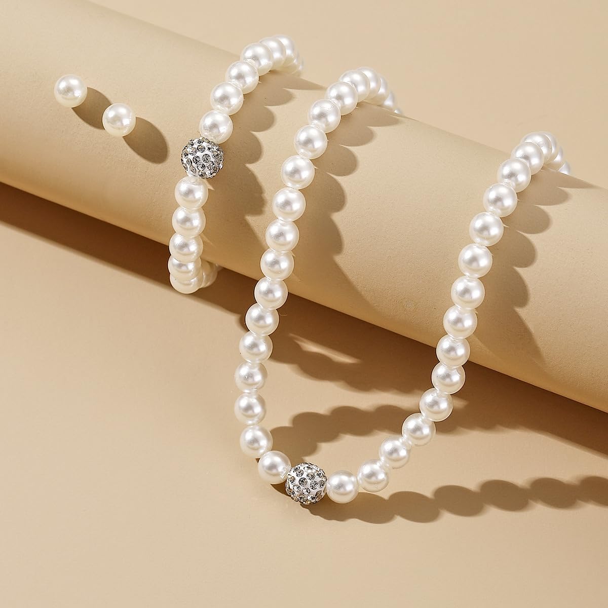 CSIYANJRY99 Pearl Necklace and Earring Set Faux Pearl Prom Jewelry Sets for Women Imitation Beaded Pearl Necklace Bracelet Stud Earrings for Women (C)