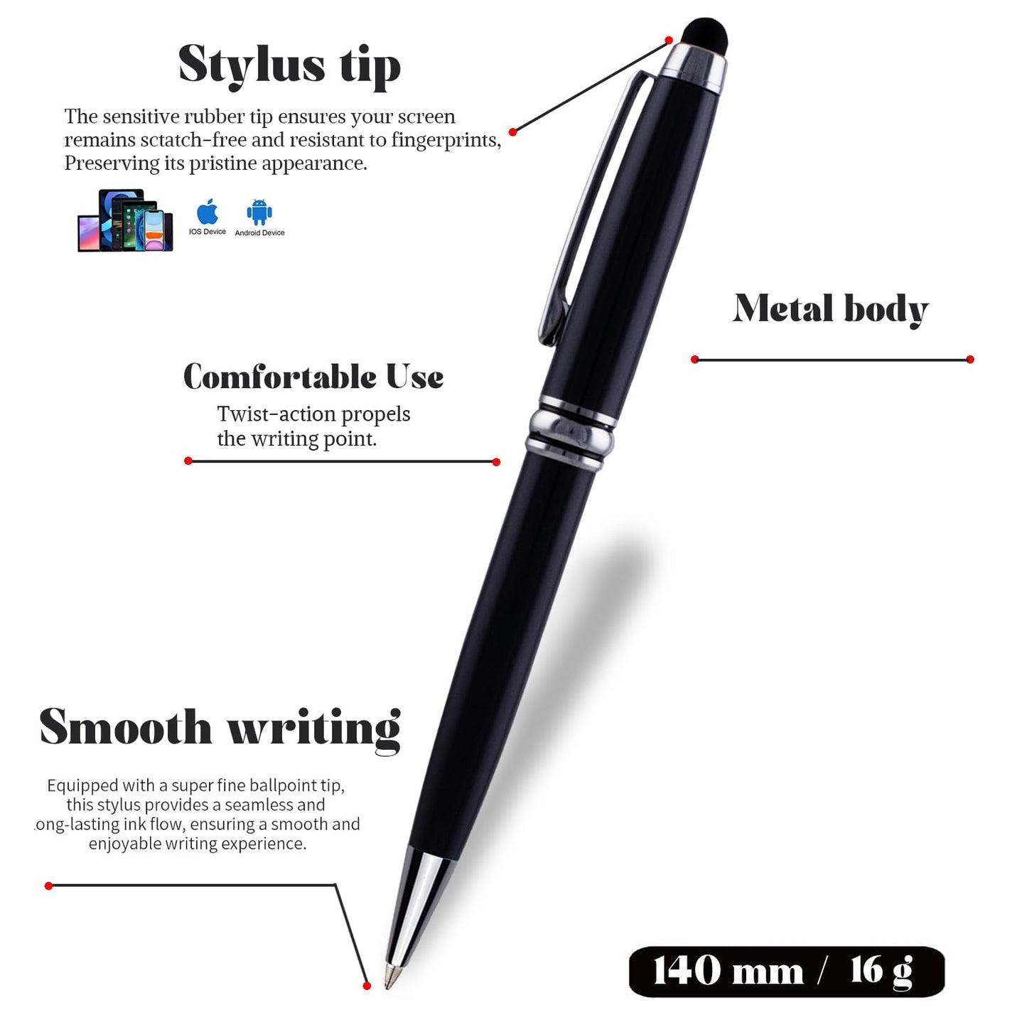 Hifox [Custom Pens] Personalized Gift Pens with Engraving, Executive Luxury Pen, Gift for Men and Women, Elegant Office Stylus Ballpoint Pens, Perfect Groomsmen Gifts.