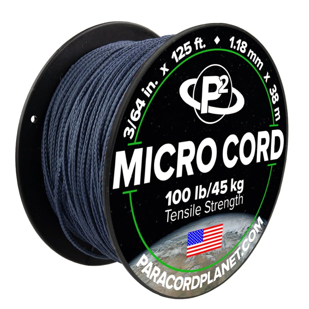 Paracord Planet Micro Paracord – Thin Braided Cord for Crafting, Fishing, and DIY Projects in 125 ft Spools – F.S. Navy Blue
