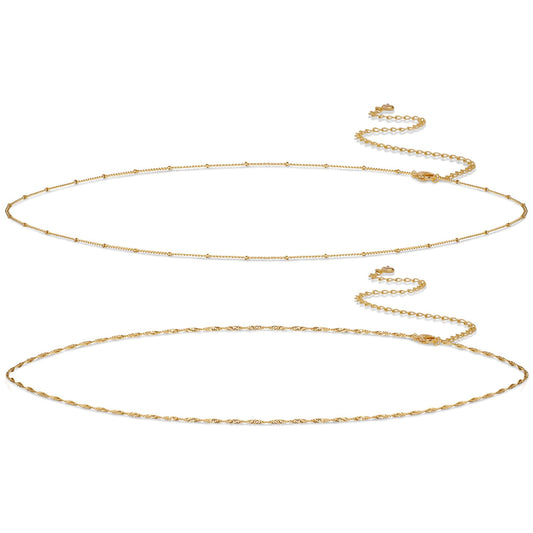 Rotnso 14K Gold Plated Body Chains Dainty Boho Layered Beach Waist Bead Chain Adjustable Bikini Belly Chain Jewelry Accessories for Women Sexy