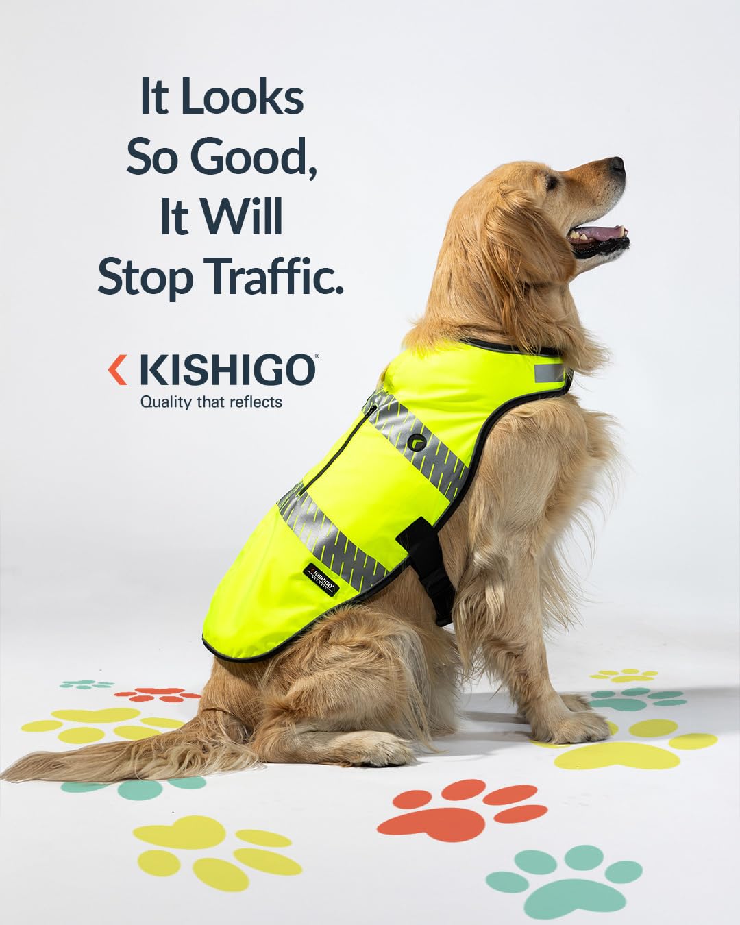 Reflective Dog Safety Vest, Harness and Collar Compatible, Waste Bag Holder, Water Resistant, Adjustable Neck and Chest, Day or Night Walking, High-Visibility Protection (Lime, L)
