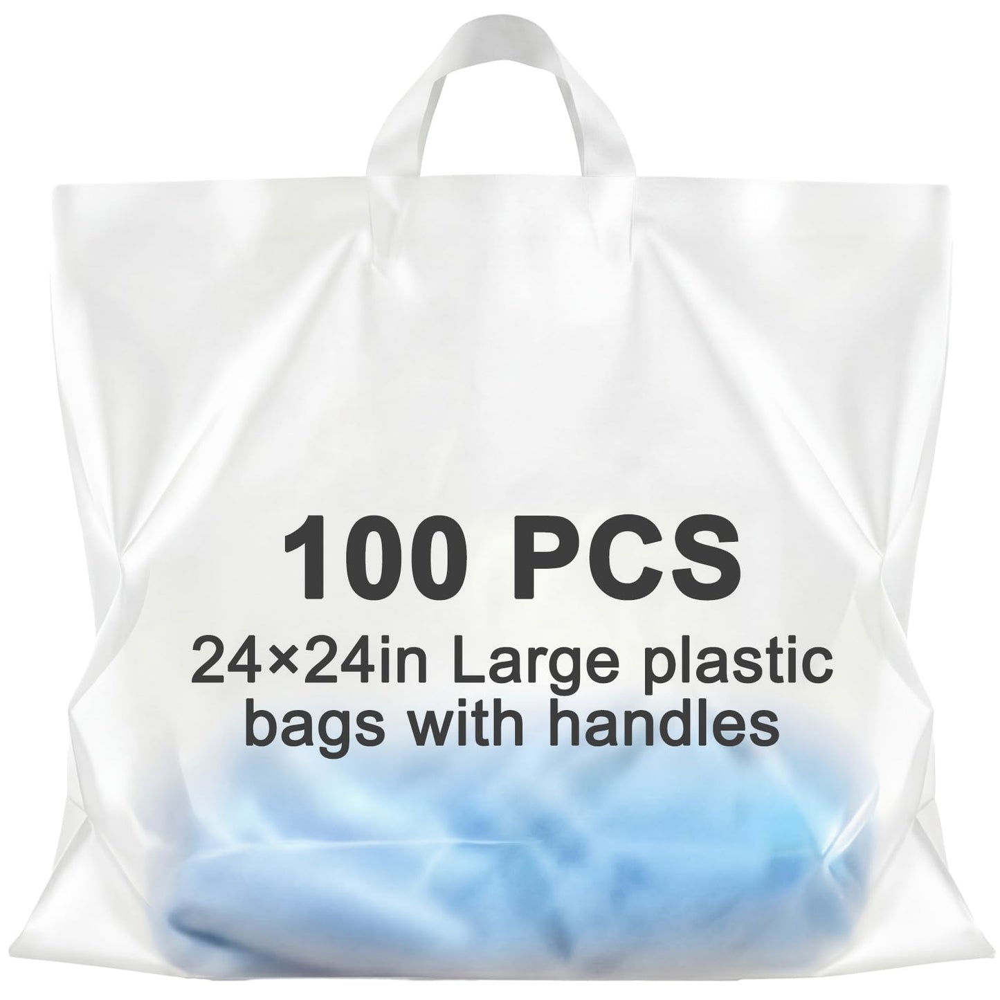 Qilery 100 Pack 24" x 24" Large Clear Plastic Shopping Bags with Handles Reusable Merchandise Gift Bags Bulk for Small Business Merchandise Retail Grocery Packaging Gift Giving