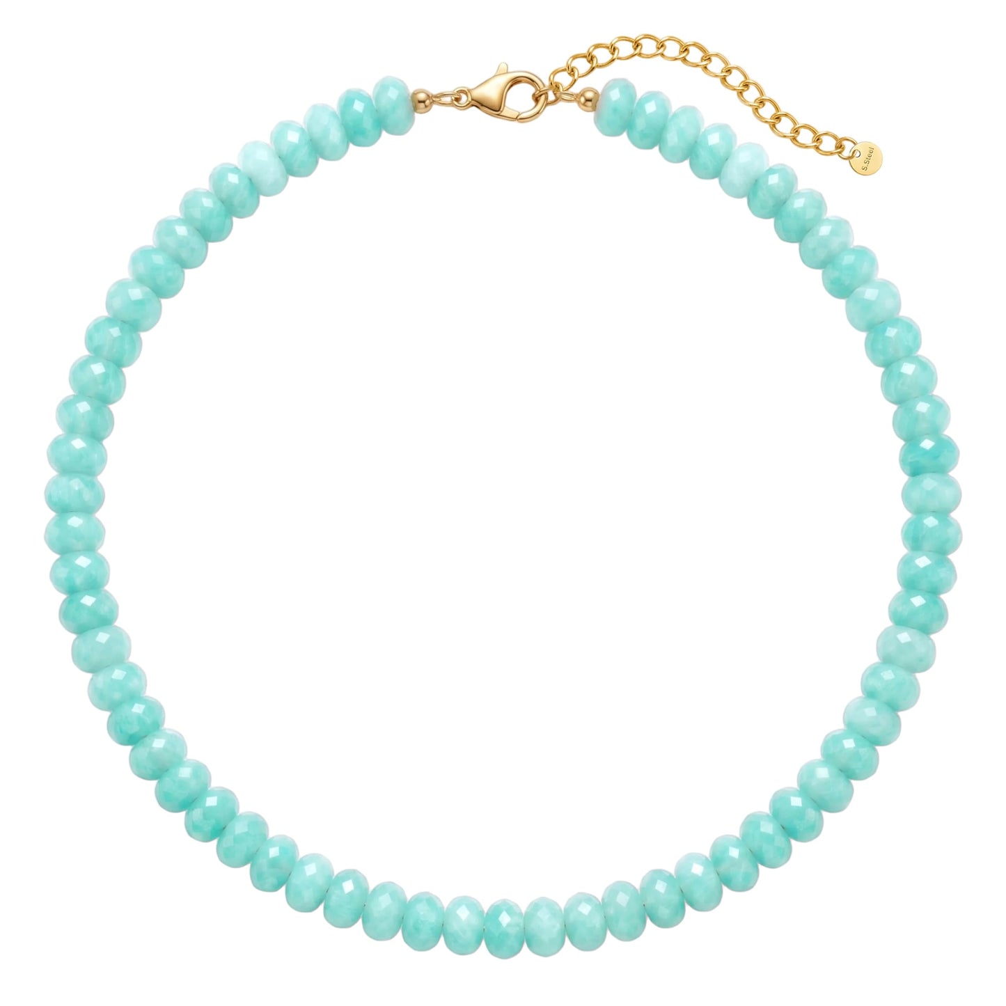 Badu Blue Gemstone Beaded Necklace for Women Natural Stone Bead Beach Choker Necklace Fashion Trendy Jewelry Gifts