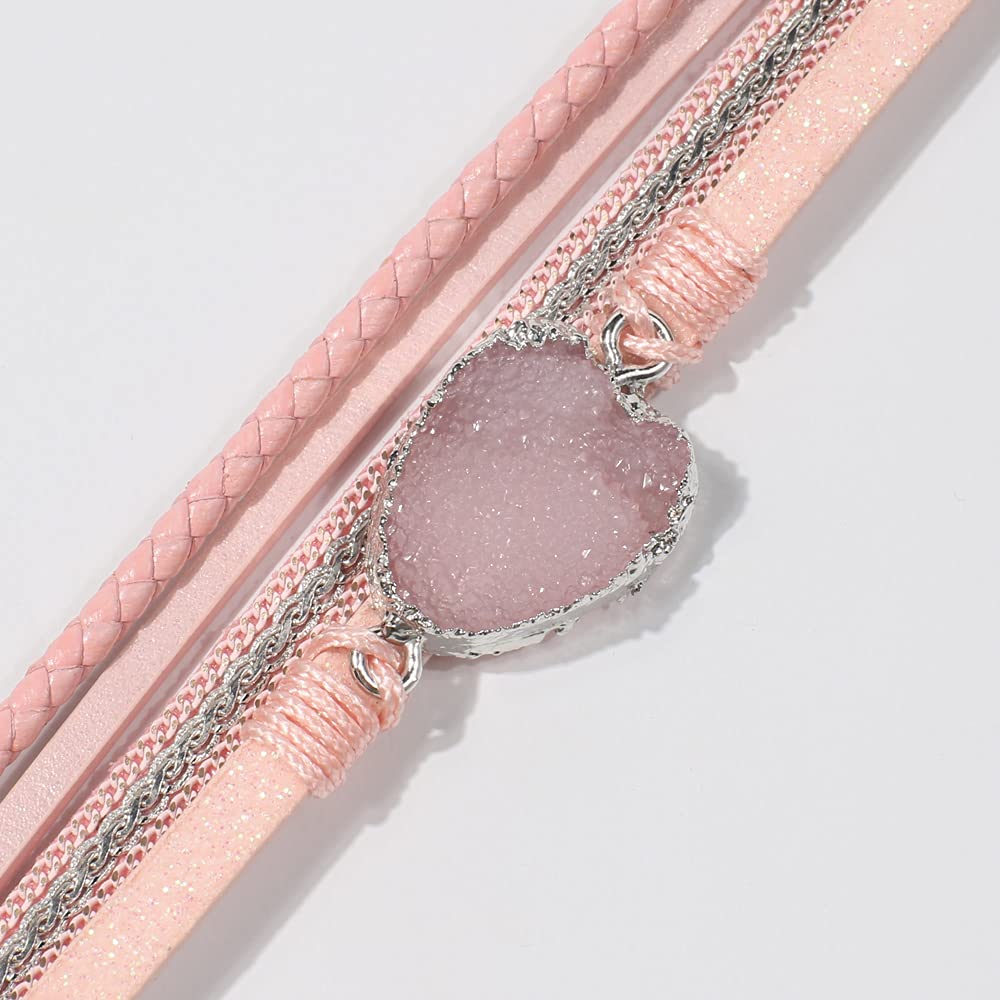 Artilady Leather Wrap Bracelet for Women - Handmade Clasp Bangle Bracelet with Pearl Beads Crystal Wristbands Jewelry Gift for Ladies and Mother