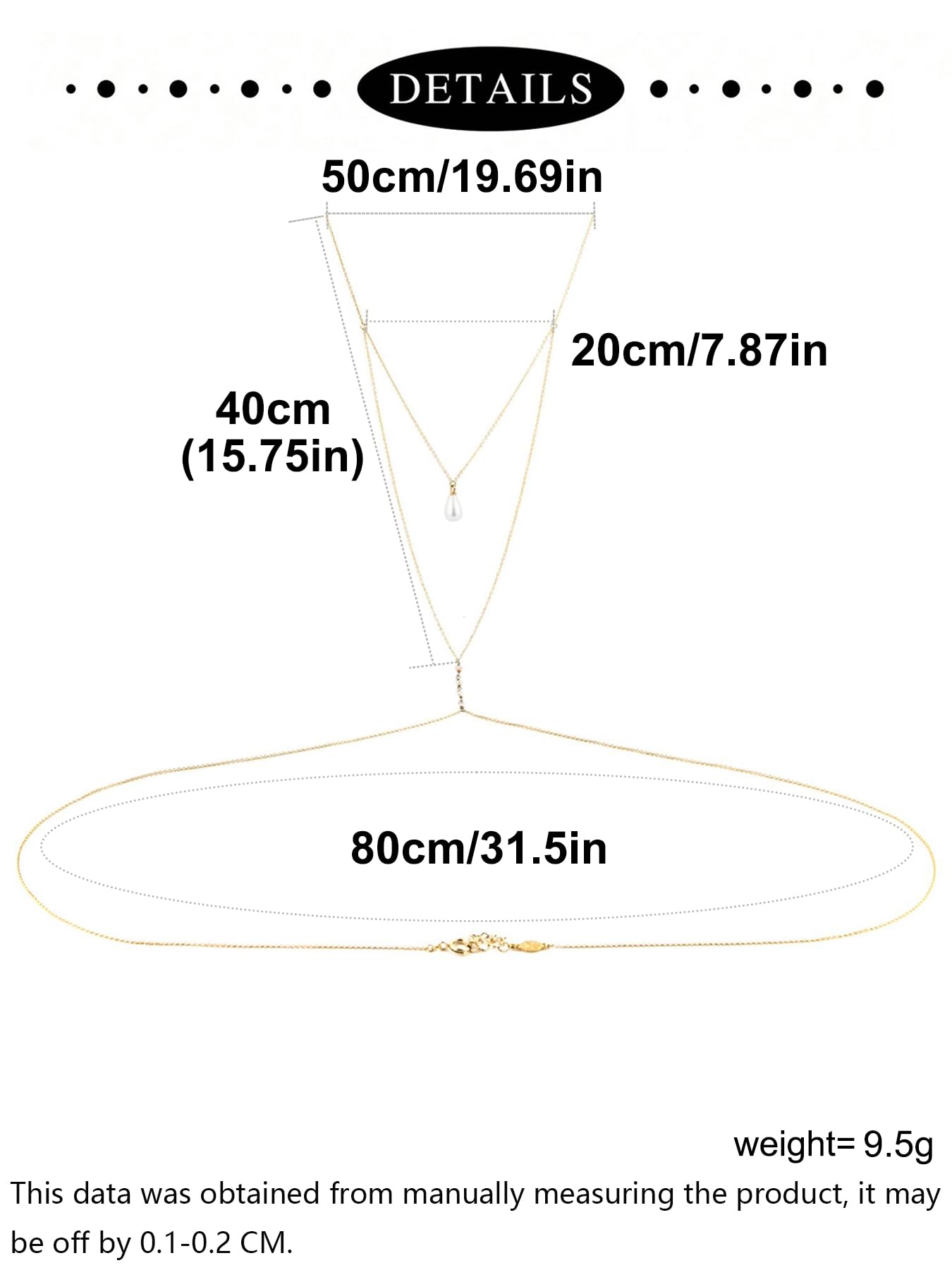 MODRSA Gold Back Necklace for Backless Dress Back Jewelry Backdrop Necklace Back Chain Pearl Body Chain Jewelry for Women Sexy Trendy
