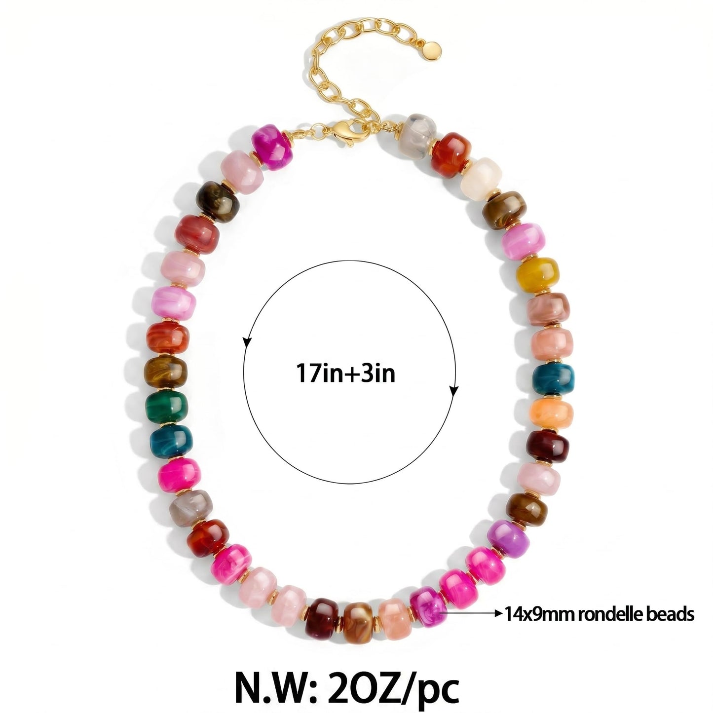 FAUTHENTICUTE Colorful Beaded Choker Necklace for Women Rainbow Bead Statement Necklace Boho Summer Beach Necklaces Trendy Western Beaded Necklaces for Women Everyday Jewelry