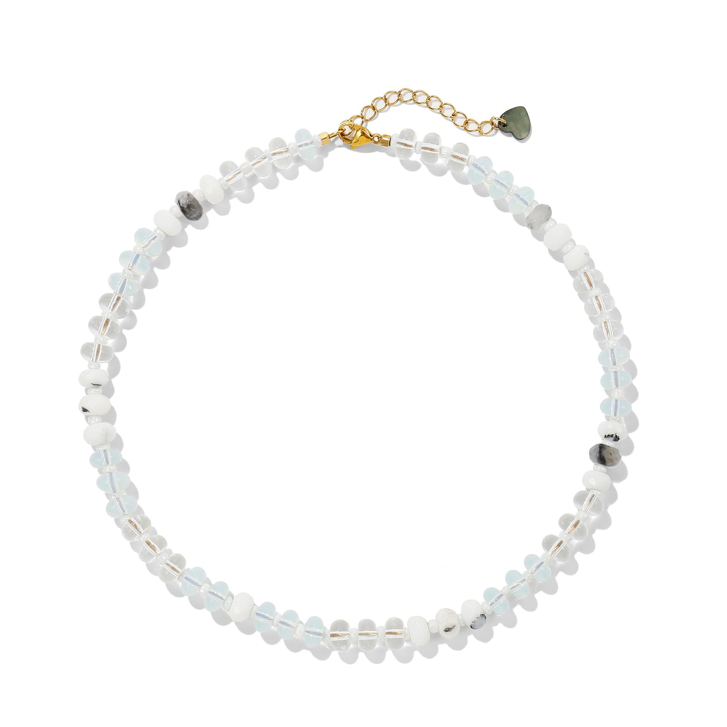 Gemstone Beaded Necklace for Women White Natural Stone Freshwater Pearl Surfer Beach Rainbow Necklace Jewelry Gift