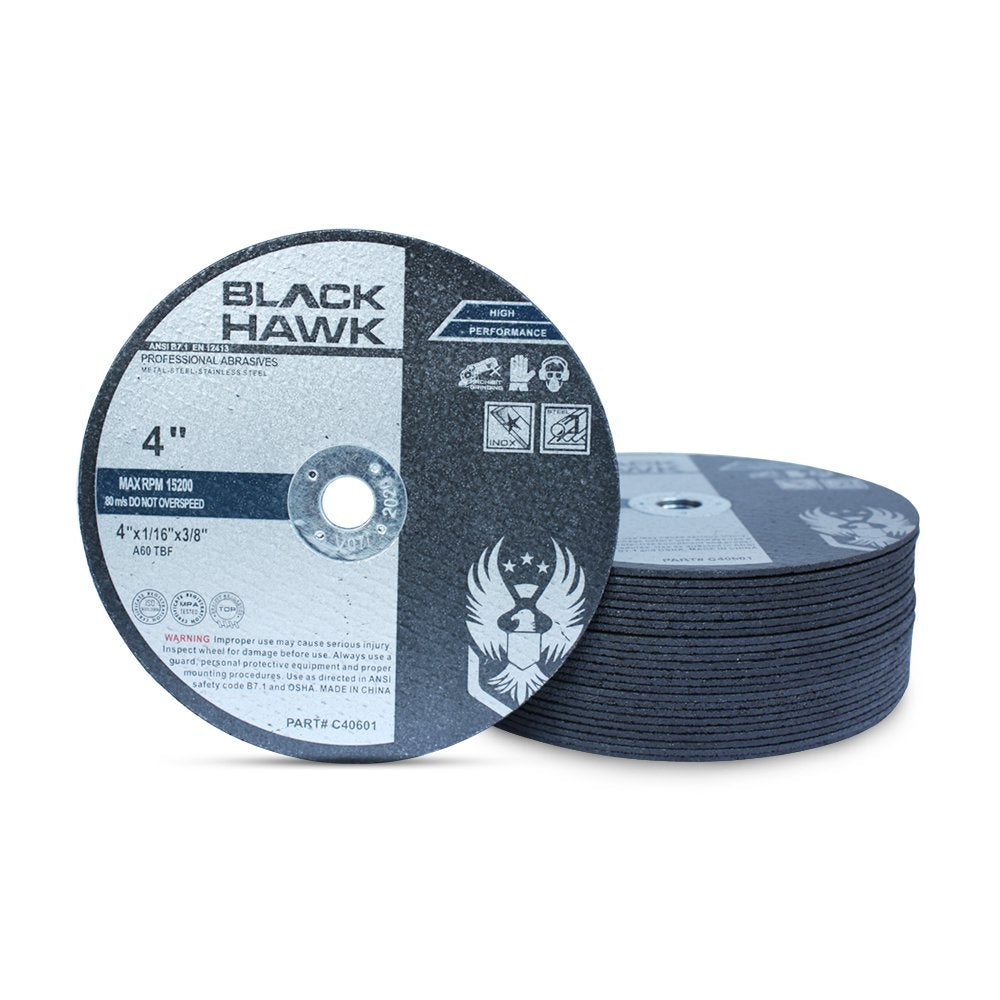 BHA Metal and Stainless Steel Cut Off Wheels for Die Grinders, 4” x 1/16” x 3/8” - 25 Pack
