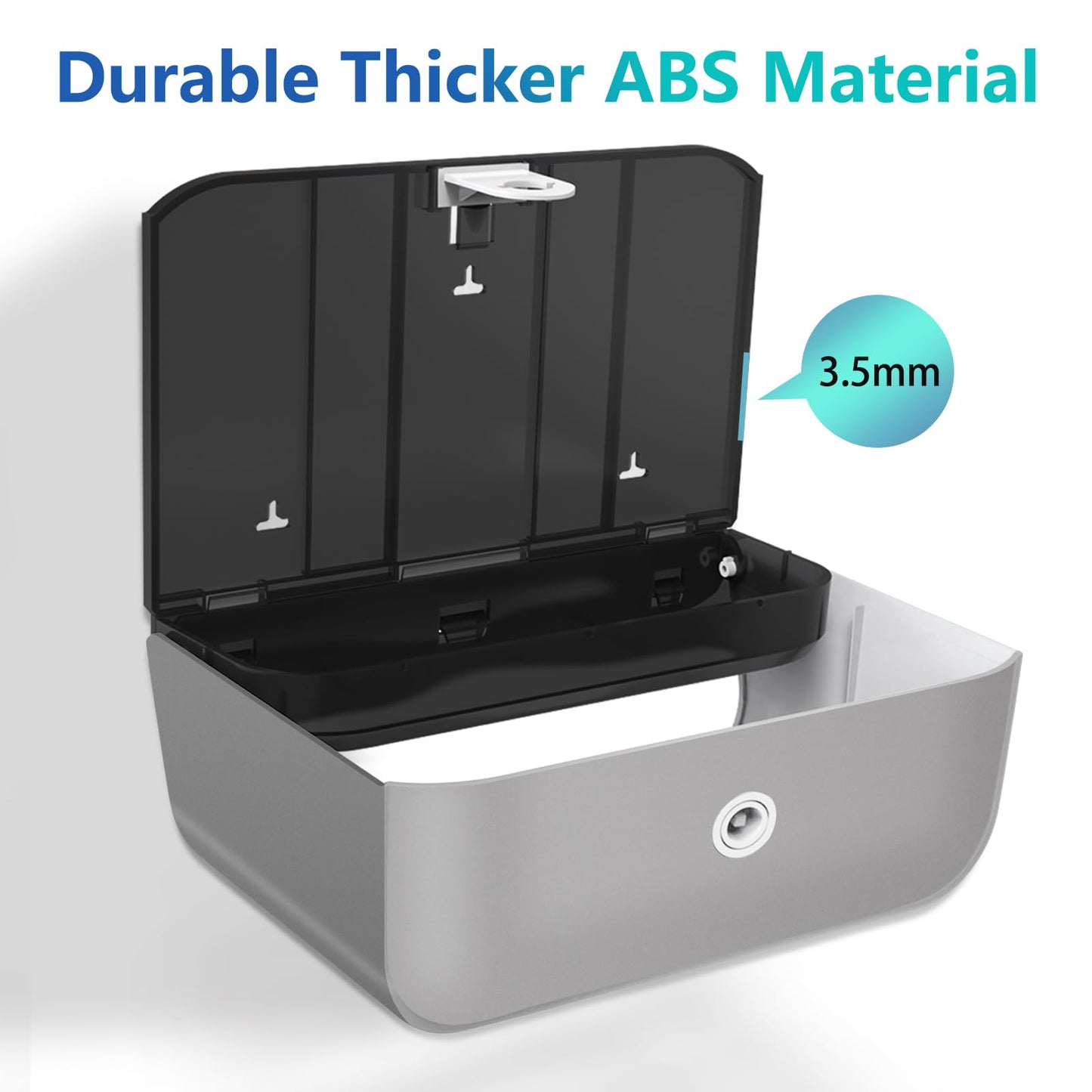 Trifold Hand Towel Dispenser for Bathroom - C Fold Paper Towel Dispenser Wall Mount with No-Hole Adhesive Installation, Compact 200 Sheets Large Capacity for Home, Apartment & RV