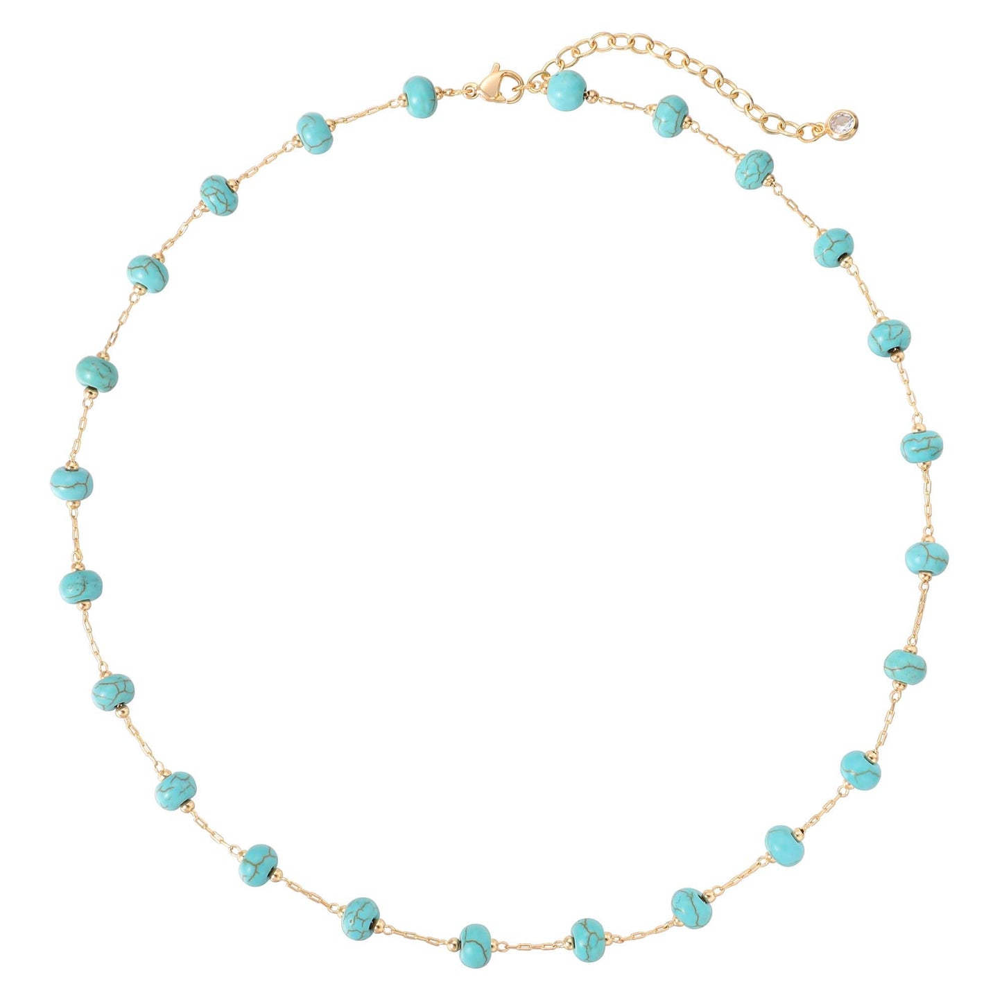 LOLAR RAY Turquoise Jewelry for Women - 14K Gold Plated Round Choker Boho Necklaces for Women Summer Beach Boho Choker Bead Gift