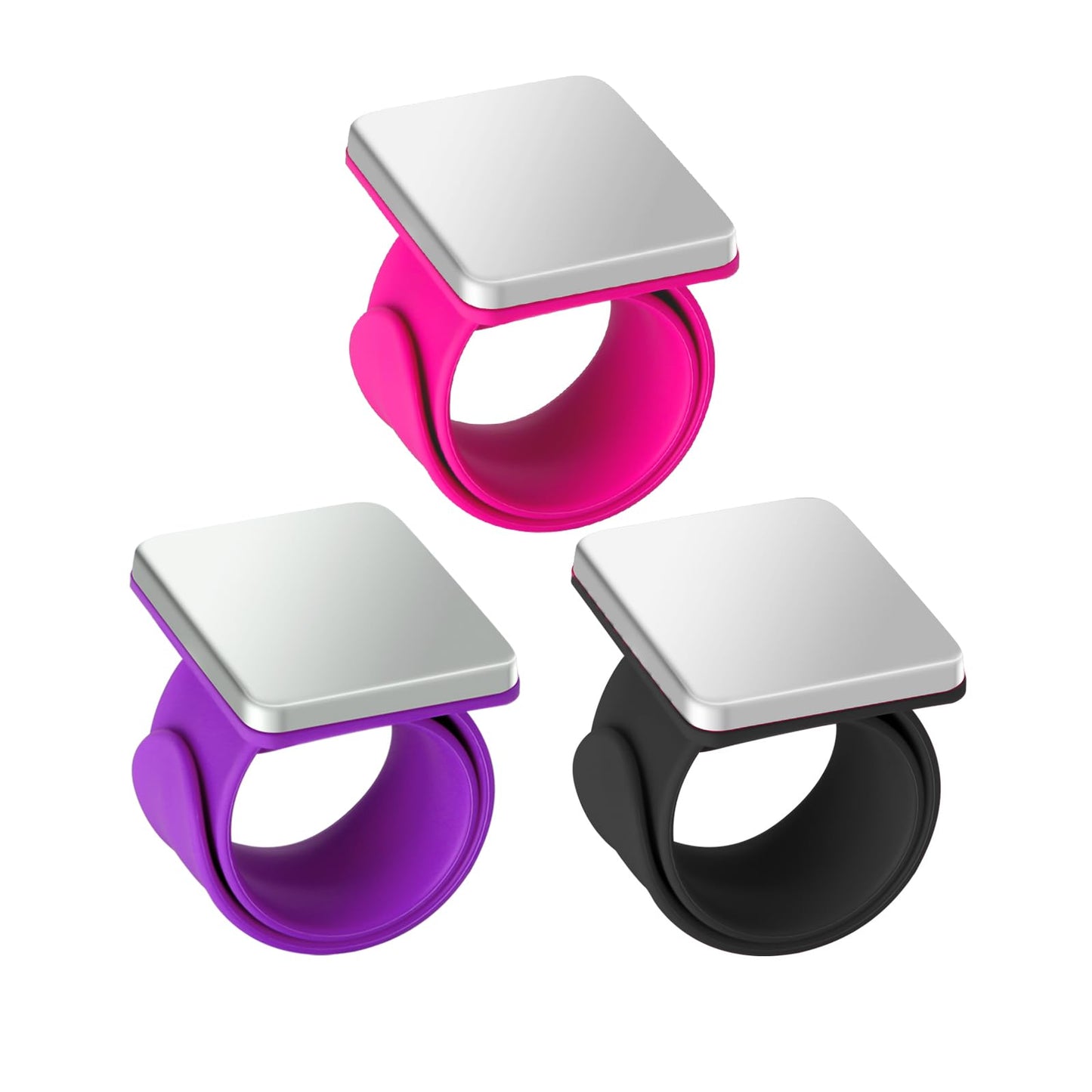 Hilltian 3 PCS Magnetic Wristband for Hair Stylists, Wrist Pin Cushion, Magnetic Pin Holder Wristband for Sewing Braiding, Black Pink Purple