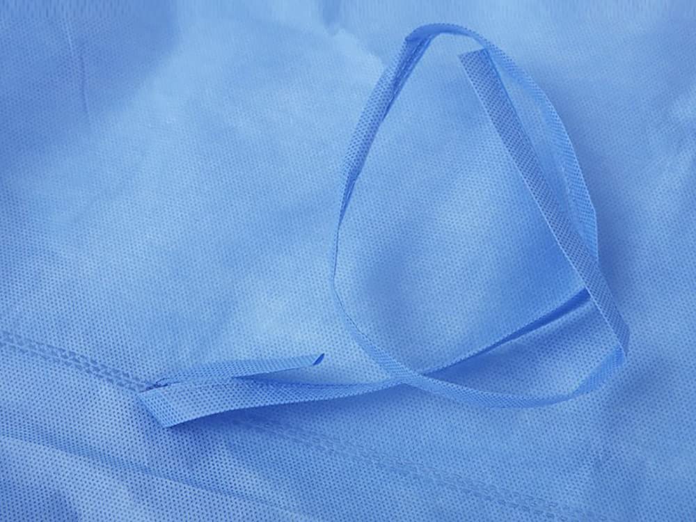 Disposable PPE Isolation Medical Gowns – Level 2, Full Back Coverage, Double Tie Closure, SMS 35g Material, Knit Cuffs, Unisex, Professional Blue for Healthcare & Lab Use (200)
